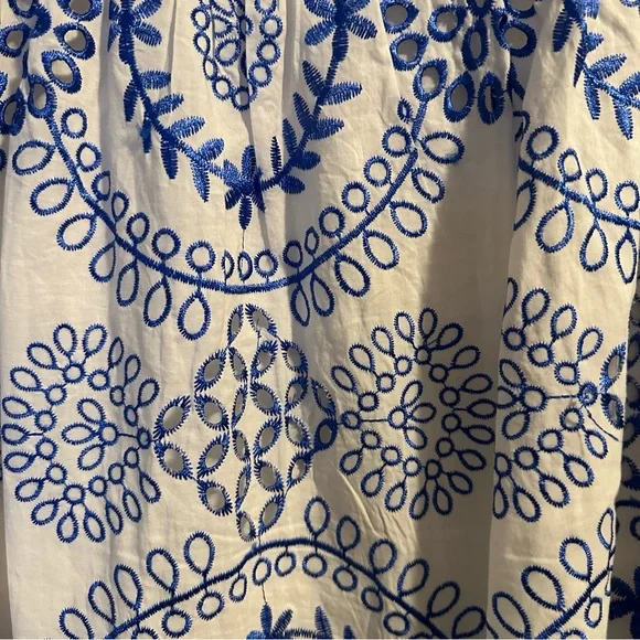 Trina Turk Embroidered Eyelet Off The Shoulder Tank Dress - Picture 8 of 14